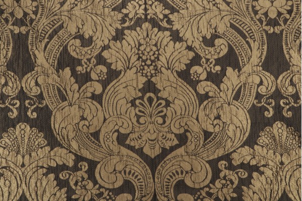 Old World Weavers Backed Damask Upholstery Fabric in Black/Gold for Scalamandre