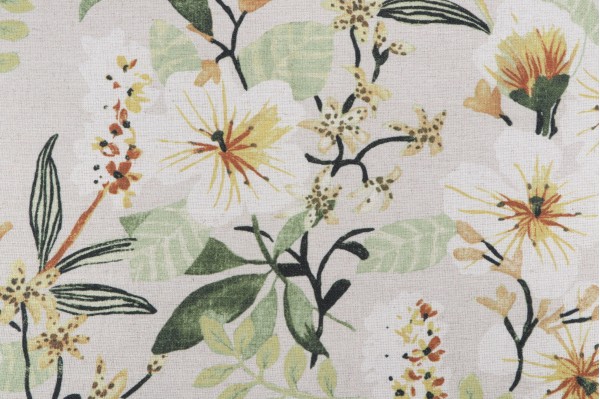 Ponce Printed Cotton Drapery Fabric in Linen 