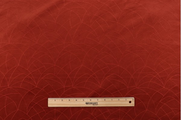 PK Lifestyles Curvature Embroidered Velveteen Decorator Fabric in Cinnabar 