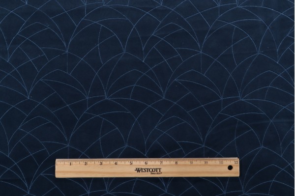 PK Lifestyles Curvature Embroidered Velveteen Decorator Fabric in Indigo 