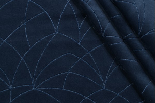 PK Lifestyles Curvature Embroidered Velveteen Decorator Fabric in Indigo