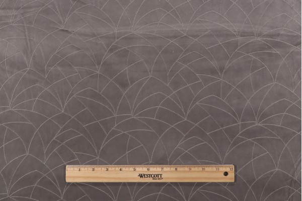 PK Lifestyles Curvature Embroidered Velveteen Decorator Fabric in Charcoal 