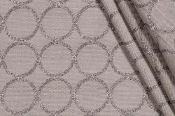 PK Lifestyles Ringtone Embroidered Drapery Fabric in Sterling 