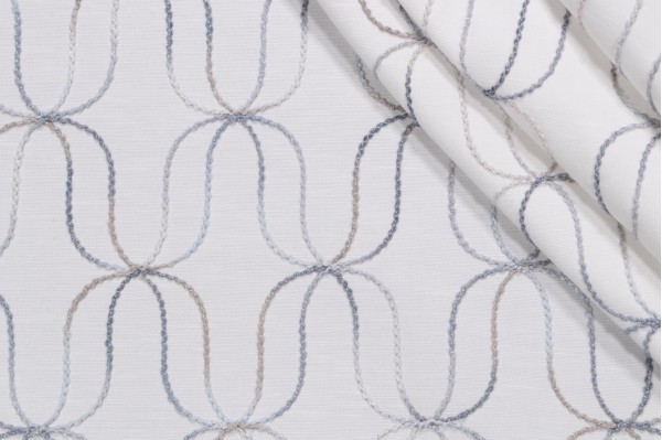 Sample of Novogratz Acoustic Embroidered Drapery Fabric in Indigo 