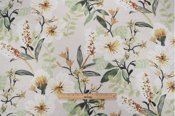Ponce Printed Cotton Drapery Fabric in Linen