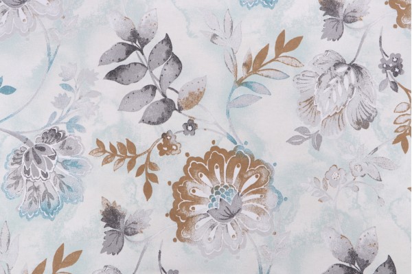 Kelly Ripa Home Light-Hearted Printed Cotton Drapery Fabric in Spa
