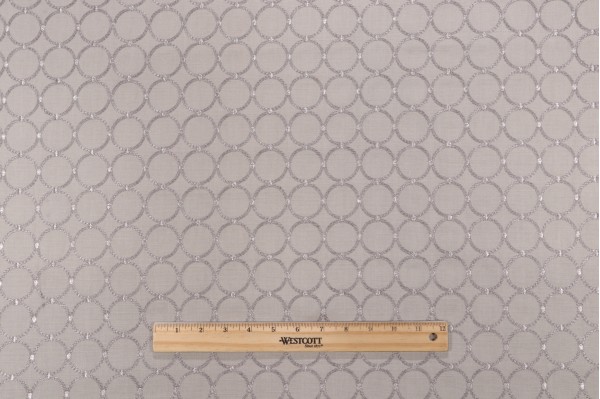 PK Lifestyles Ringtone Embroidered Drapery Fabric in Sterling