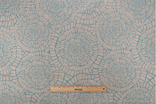 Old World Weavers Dianthus Printed Drapery Fabric in Turquoise for Scalamandre