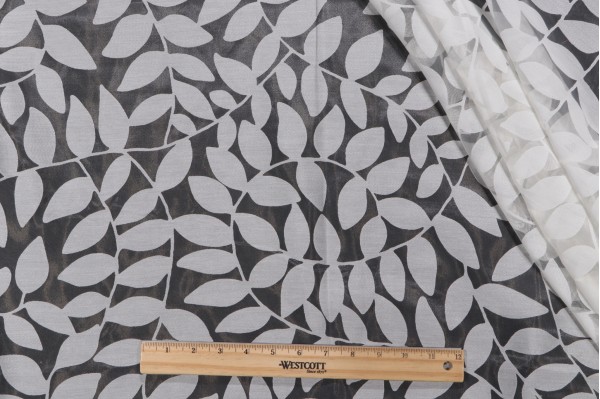 Waverly Be Leaf Me Sheer Drapery Fabric in Cream