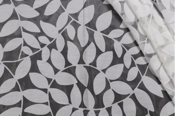 Waverly Be Leaf Me Sheer Drapery Fabric in Cream