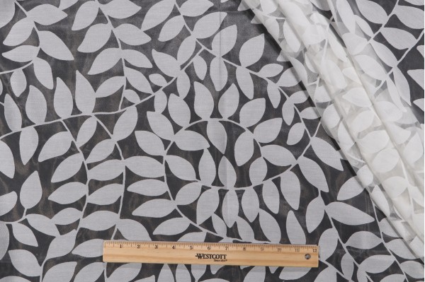 Waverly Be Leaf Me Sheer Drapery Fabric in Cream