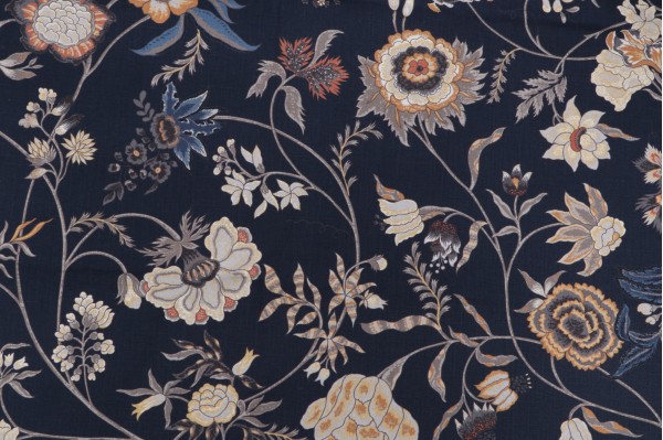 Hathaway Printed Drapery Fabric in Midnight