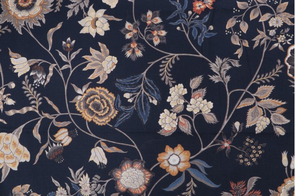 Hathaway Printed Drapery Fabric in Midnight