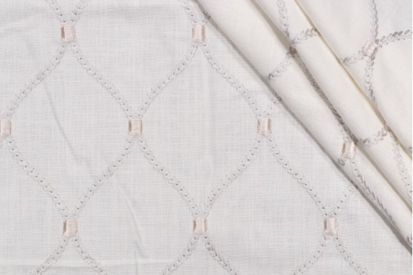 Williamsburg Deane Embroidery Drapery Fabric in Sterling