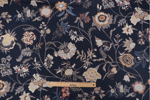 Hathaway Printed Drapery Fabric in Midnight