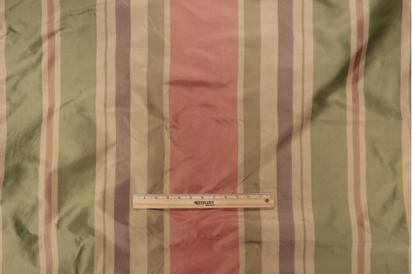 Scalamandre Kayle Stripe Silk Decorator Fabric in Aqua/Rose