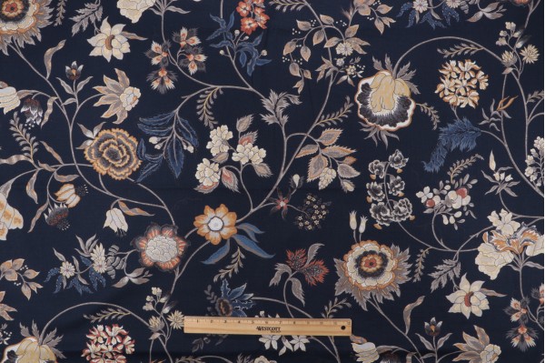 Hathaway Printed Drapery Fabric in Midnight