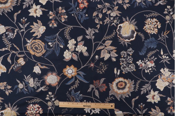 Hathaway Printed Drapery Fabric in Midnight