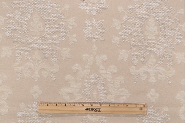 Scalamandre Damask Woven Chenille Upholstery Fabric in Natural