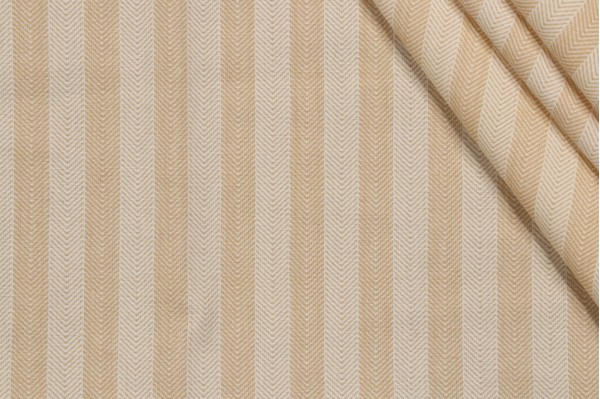 1 Yard Bernard Thorp & Co Ticking Stripe Printed Drapery Fabric in Beige on Buttermilk Cotton for Scalamandre