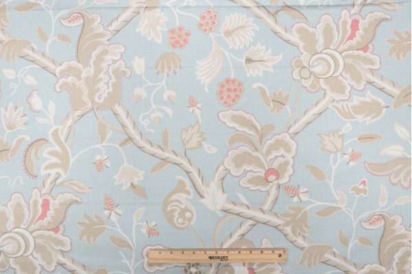 Thibaut Denmark F96035 Printed Drapery Fabric in Aqua