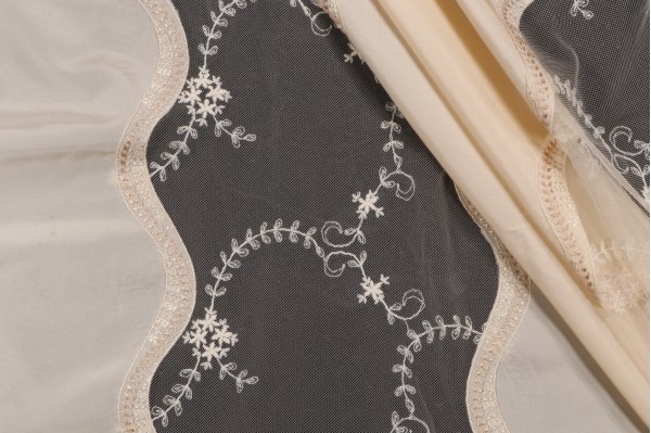 Old World Weavers Dorisse Sheer Embroidered Drapery Fabric in Chantilly for Scalamandre