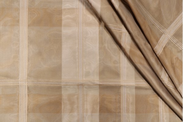 Grey Watkins Iridescent Plaid Silk Drapery Fabric in Champagne for Scalamandre
