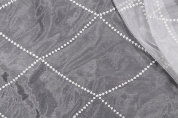 Scalamandre Stellar Sheer Weighted Embroidered Drapery Fabric in White