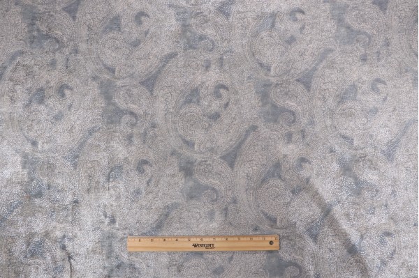 Sample of P Kaufmann Patrina Printed Chenille Decorator Fabric in Pewter 