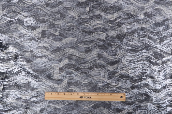 Sample of P Kaufmann Tadio Printed Chenille Decorator Fabric in Gunmetal 