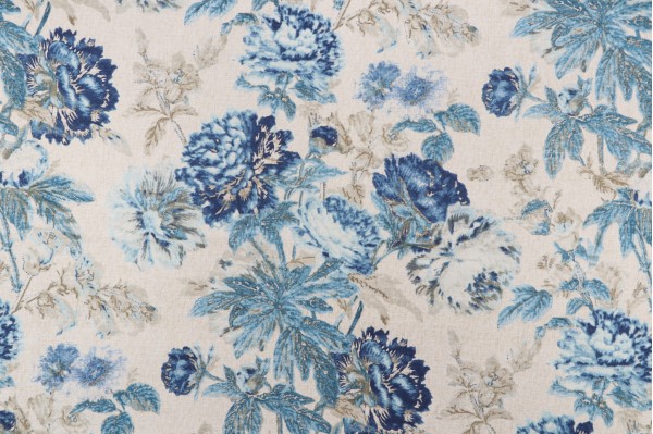Waverly Daphne Printed Cotton Blend Drapery Fabric in Luna 