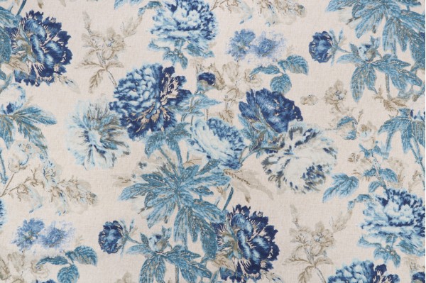 Waverly Daphne Printed Cotton Blend Drapery Fabric in Luna 