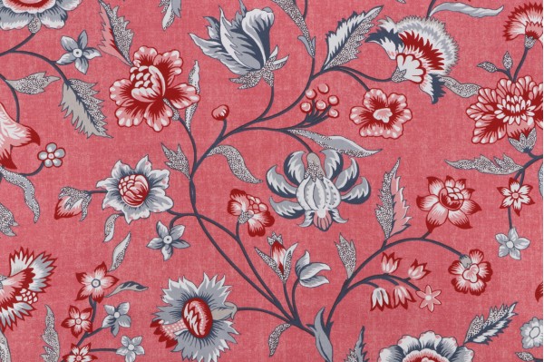 P Kaufmann Marseille Printed Cotton Twill Drapery Fabric in Cranberry