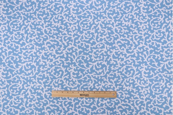 Sample of Waverly Savoy Silhouette Printed Cotton Twill Drapery Fabric in Bluebell 