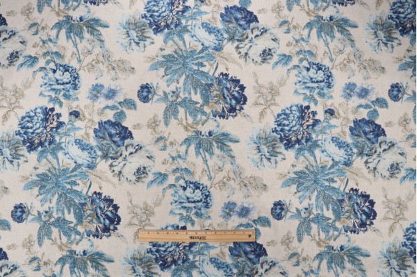 Waverly Daphne Printed Cotton Blend Drapery Fabric in Luna 