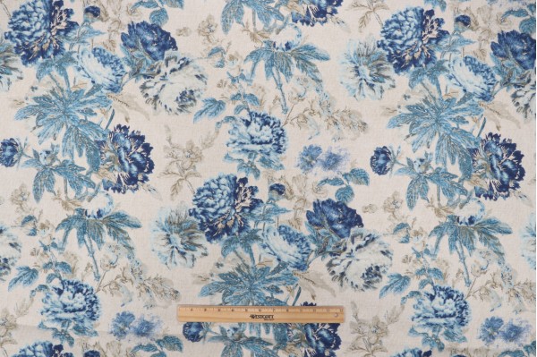 Waverly Daphne Printed Cotton Blend Drapery Fabric in Luna 