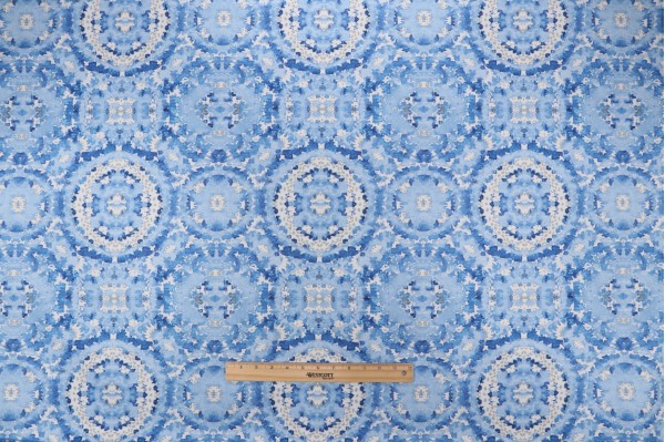 Waverly Sky Scapes Printed Cotton Drapery Fabric in Skylight 