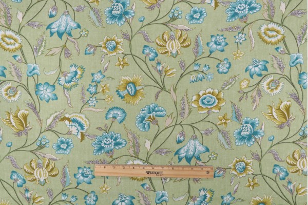 P Kaufmann Marseille Printed Cotton Twill Drapery Fabric in Apple