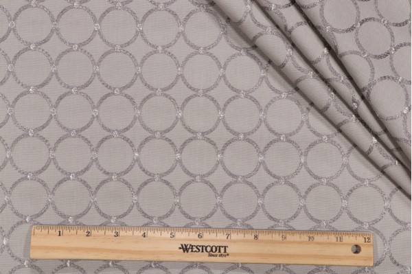 PK Lifestyles Ringtone Embroidered Drapery Fabric in Sterling