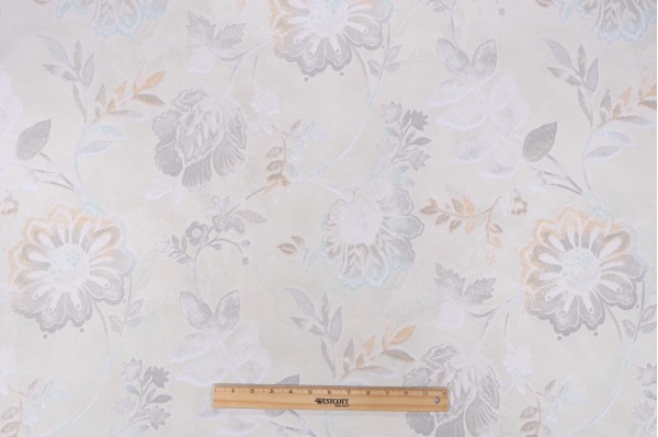 Kelly Ripa Home Light-Hearted Printed Cotton Drapery Fabric in Spa