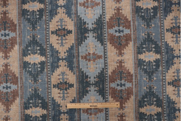 Waverly Wanderlust Printed Cotton Blend Drapery Fabric in Denim 