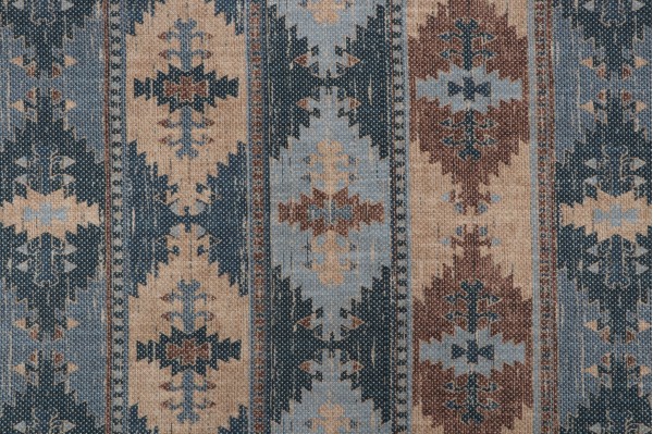 Waverly Wanderlust Printed Cotton Blend Drapery Fabric in Denim 