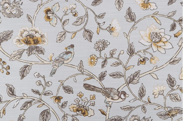 Waverly Summer Isles Printed Cotton Drapery Fabric in Dove 
