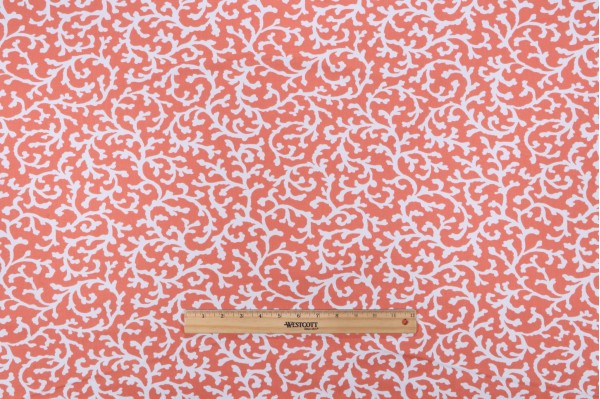 Waverly Savoy Silhouette Printed Cotton Twill Drapery Fabric in Coral 