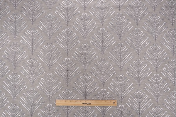 Reylynn Embroidered Drapery Fabric in Grey