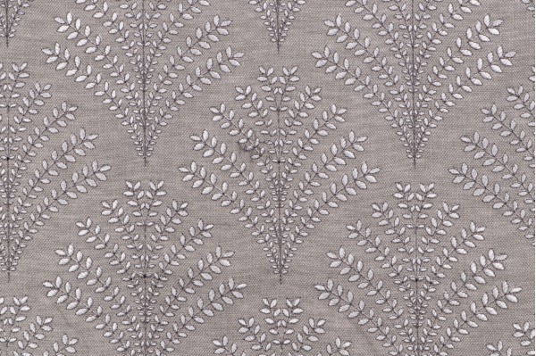 Reylynn Embroidered Drapery Fabric in Grey