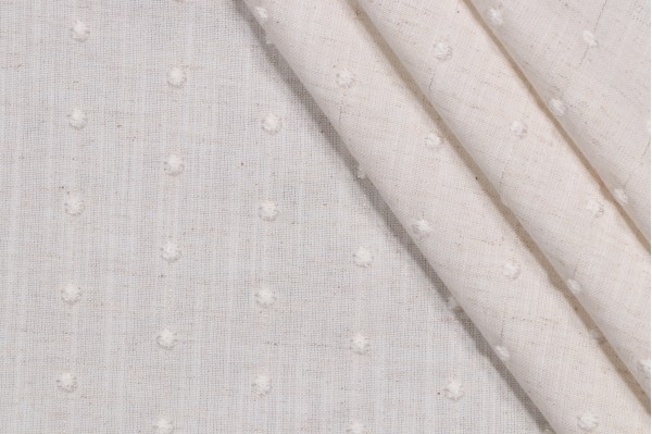 Suisse Embroidered Drapery Fabric in Vanilla