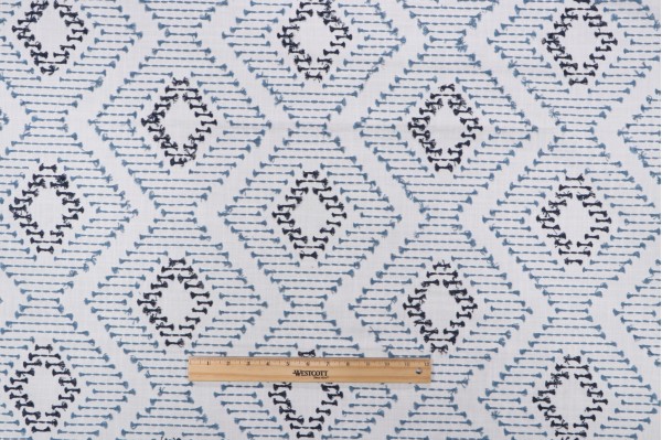 1 Yard Keota Embroidered Drapery Fabric in Horizon
