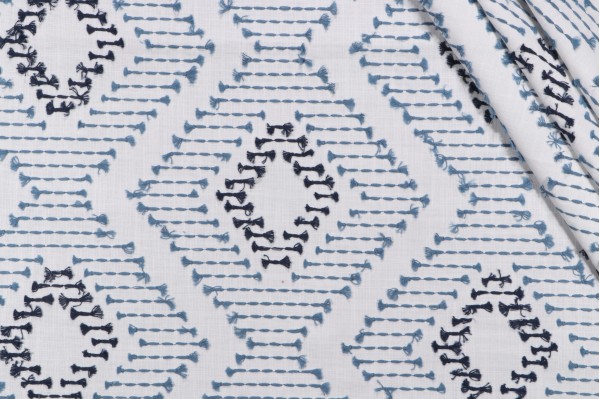 1 Yard Keota Embroidered Drapery Fabric in Horizon