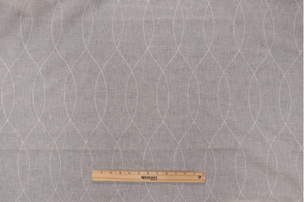Bigelow Sheer Embroidered Drapery Fabric in Stone
